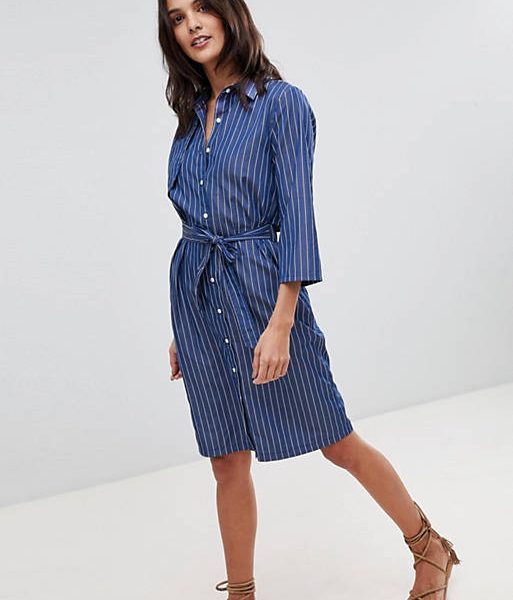 Mėlyna marškinių tipo suknelė